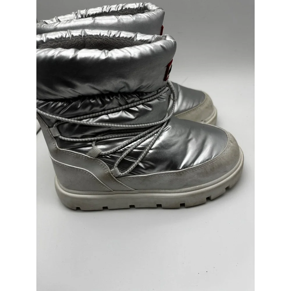 Hunter Intrepid Snow Boots Kids US 13 Silver Metallic Puffer HJCOZY2